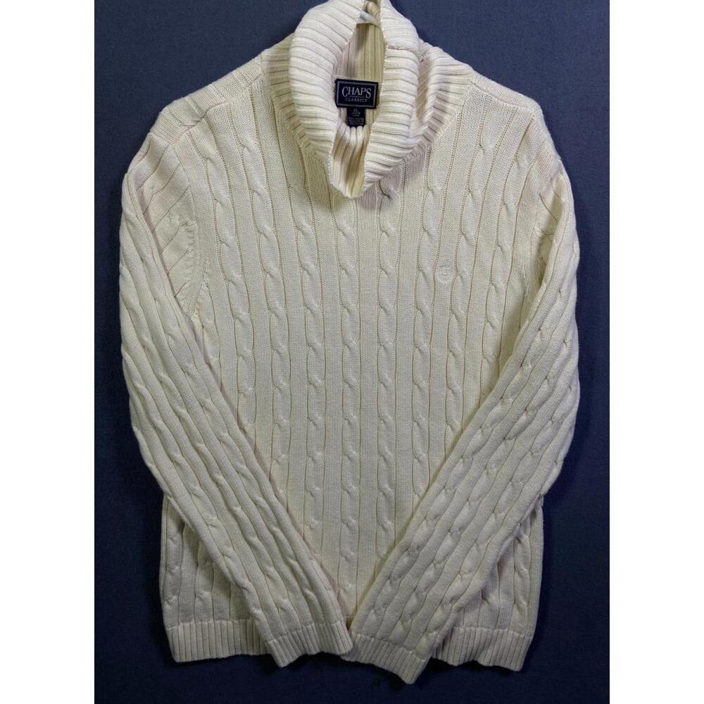 Vintage Chaps Classics Cable Knit Sweater Ivory Women's Size XL EUC Cottagecore